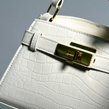 Bolso De Mano Blanco Hebilla Dorada