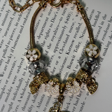 Pulsera Charms Dorada Flor Mariposa