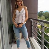 BLUSA BLANCA FLORES ROSAS