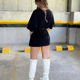 Camiseta Negra Rhinestones Oversized