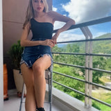 FALDA ALTA ROTOS NAVY