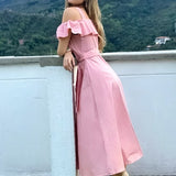 Vestido Rosa Con Cinturón