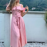 Vestido Rosa Con Cinturón