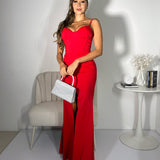 Vestido cóctel corsé rojo