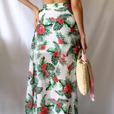 CONJUNTO FALDA - TOP BLANCO FLORES ROSA