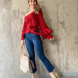 Jean Azul Tiro Alto - Bota Ancha