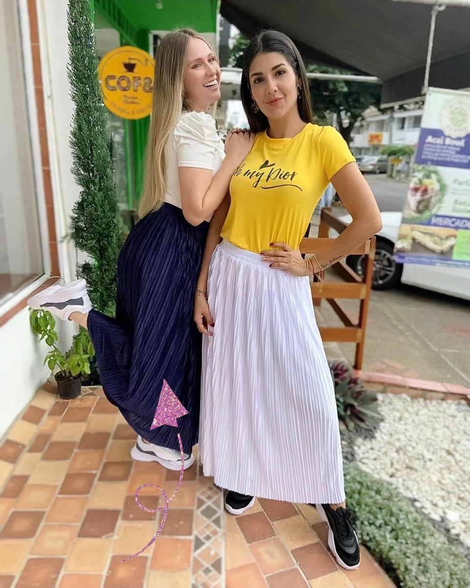 FALDA SATIN AZUL LARGA