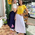 FALDA SATIN AZUL LARGA