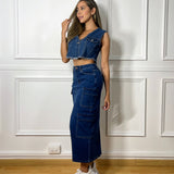 Falda Cargo Denim Azul Oscuro