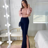 BLUSA ROSA TEJIDA MANGA FAROL