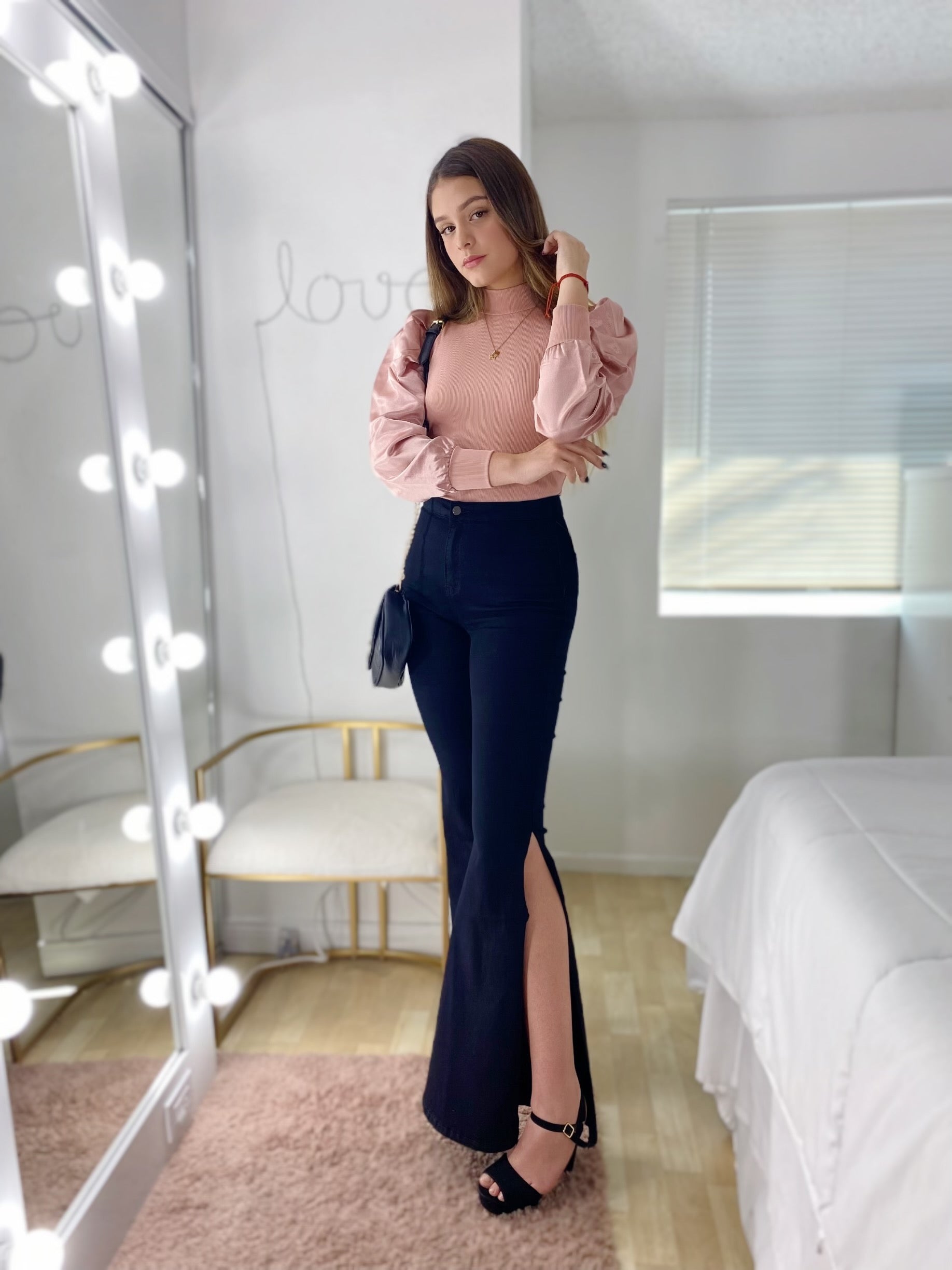 BLUSA ROSA TEJIDA MANGA FAROL