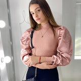 BLUSA ROSA TEJIDA MANGA FAROL