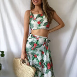 CONJUNTO FALDA - TOP BLANCO FLORES ROSA