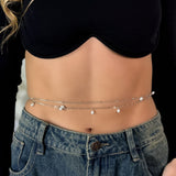 Cadena Abdomen Perlas Plateada