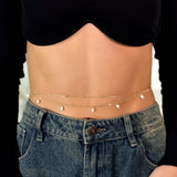 Cadena Abdomen Perlas Dorada