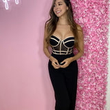 Body Copas Lineas Satinadas NegroxNude