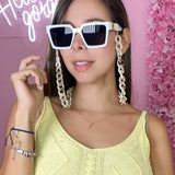 Gafas Blancas Cadena Blanca/Beige