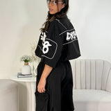 Cropped Jacket Graphic Black