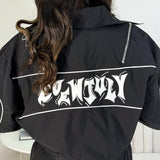Cropped Jacket Graphic Black