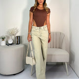 Body Costillero Mangas Café Cardi