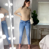 Jean Azul Claro de tiro medio