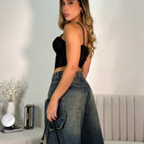 Corsé Encaje Flores Negro