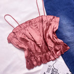 TOP TIRAS FRUNCIDO ROSA SATEN