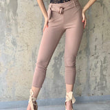 PANTALÓN DE CHIFÓN CAQUI/BEIGE