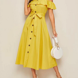 VESTIDO AMARILLO CON CINTURON