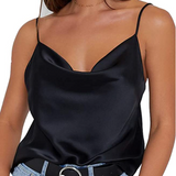 BLUSA SATÉN ESCOTE NEGRA