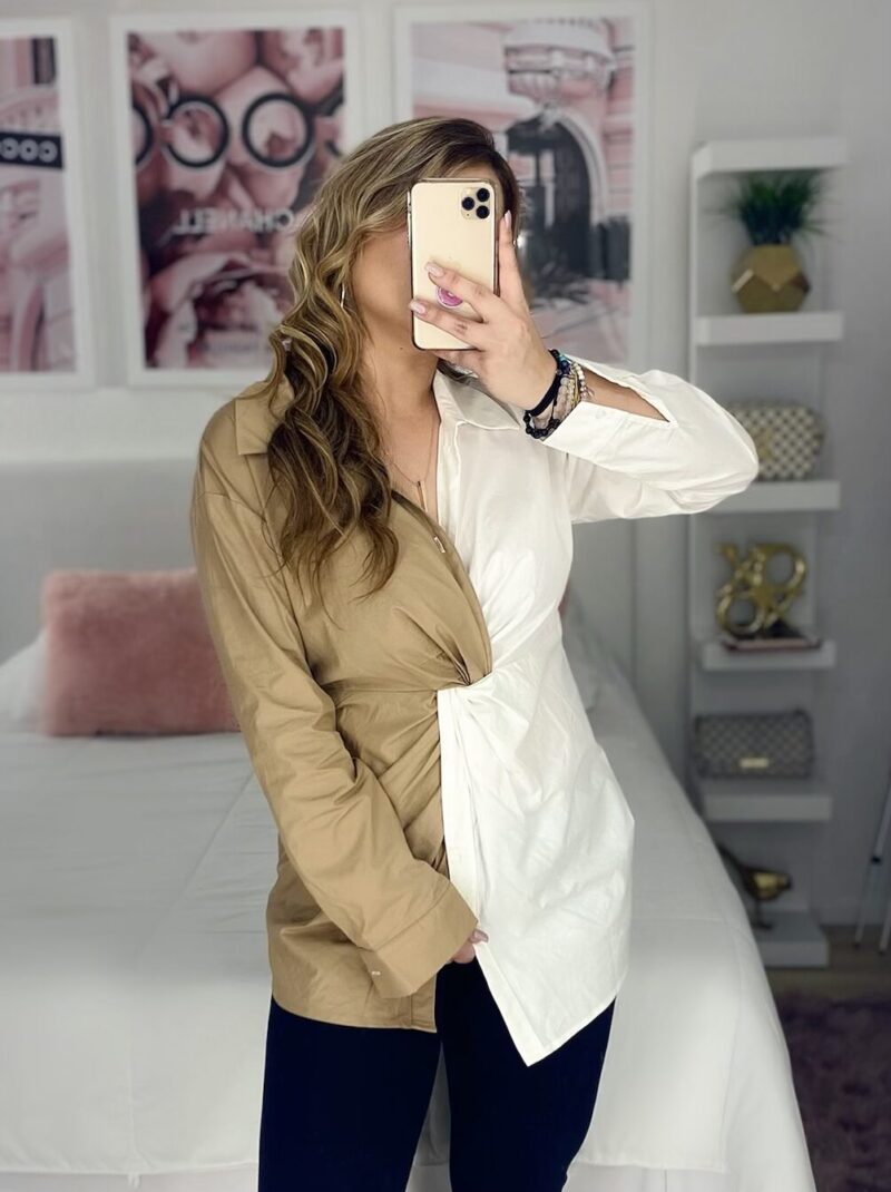 BLUSA BLANCA BEIGE CRUZADA